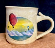 Hill City Pottery Hand Made Coffee Mug Hot Air Balloon Lynchburg Virginia Signed picture