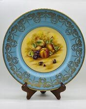 Vintage Aynsley Orchard Gold Turquoise Blue Dinner Plate 10.5