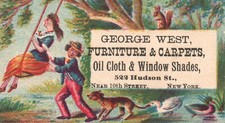 1880s-90s George West Furniture & Carpets Oil Cloth & Window Shades NY #1 picture