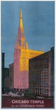 Vintage Chicago Temple Illinois Travel Poster Print picture