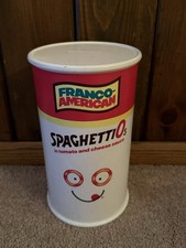 Vintage Franco-American SpaghettiOs Plastic Coin Bank Advertising Can Promo picture