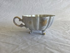 Vintage Iridescent Lusterware Footed Teacup Gold Trim Porcelain Japan Style picture