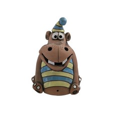 Baltic Clay Hippo Coin Bank Unique Hand Made Baltic States Clay Art Figurine picture