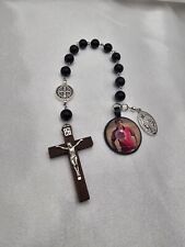 Bl. Carlo Acutis One Decade Rosary Catholic Pocket Black Obsidian Handmade Gift picture