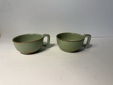 Pair of Frankoma Pottery 4SC Large Soup Mugs in Prairie Green picture