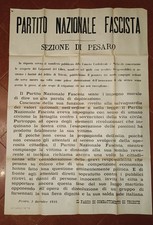 Pesaro - Trieste - National Fascist Party 1921 manifesto History Sources Italy picture