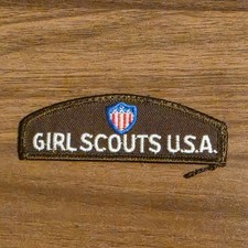 Brownie ID Tab Girl Scouts USA Uniform Badge Troop ID Patch 1990s Vintage USED picture