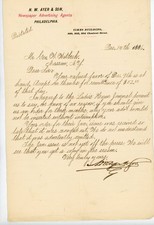 1886 N.W. Ayer & Son Philadelphia Advertising Agents Letter Ladies’ Home Journal picture