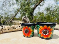 Handcrafted MINI 3.5-4” T Talavera Style Clay Planter Pot Hand Painted picture