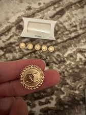 6x Stunning Vintage Chanel Buttons Gem shank metal gold plated stamped 21mm picture