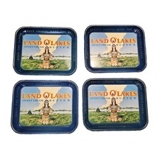 4 Vtg LAND O'LAKES Metal Tray Serving Advertising Sweet Cream Butter 13x10.5