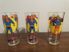 Vintage 1976 Pepsi Super Series Superman Supergirl Glass Trio Set picture