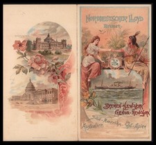 SS Aller Passenger List 1901 Norddeutscher Lloyd Genoa–NY Jöntzen Litho picture