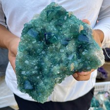 3.7lb Natural Green cube FLUORITE Quartz Crystal Cluster Mineral Specimen picture