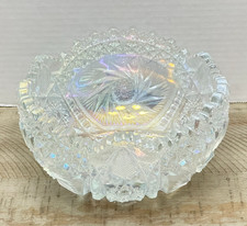 Vintage LE Smith Comet in the Stars Clear Iridescent Carnival Bowl Sawtooth Rim picture