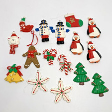 VTG Polymer Clay Dough Christmas Ornaments Santa Snowman Gingerbread Lot of 16 picture