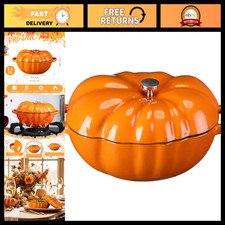 1.4 Qt Pumpkin Cast Iron Dutch Oven - Pre-seasoned Cocotte for Roasting & Baking picture