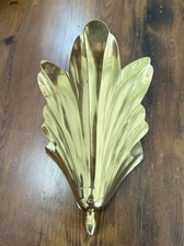 Vintage Art Deco Brass Leaf Design Wall Mount Planter Pocket  picture