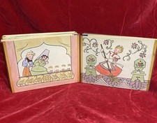 Mid Century Hand Painted Storybook Panorama Folk Art Mantel Frieze 28 Panels picture