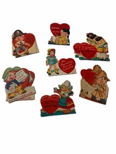 12pk Vintage Valentines Day Cards Paper Die Cut Mid-Century Holiday Ephemera picture