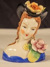 Occupied Japan Lady in Hat Bust Figurine porcelain hand painted picture