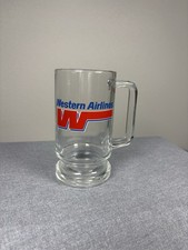 Vintage Western Airlines Glass Beer Mug Stein Logo Inflight Memorabilia picture