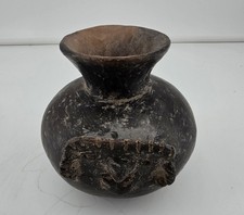 Pre-Colombian Style Blackware Pottery Vessel - 1200-1400 AD 6.5