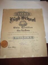 1922 DALLAS HIGH SCHOOL DIPLOMA - SPECTACULAR - 18