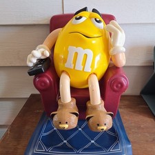 1999 Vintage Yellow M & M Candy Dispenser in Recliner Chair picture