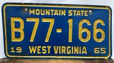 1965 West Virginia WV Mountain State Truck License Plate Tag B77-166 picture
