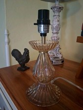 Vintage Murano Style Amber / Peach Glass Table Lamp. Working 10 In. Base picture
