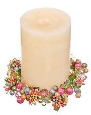 6 Inch Spring Crystal and Pearlized Berry Candle Ring, Holds 3.75 Inch Pillar... picture