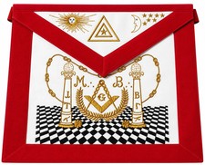 Antorcha Du Grand Orient Master Mason Apron Red Velvet Masonic Freemason Regalia picture