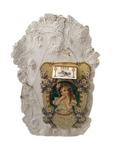 Antique Victorian Die Cut Calendar Litho Hydrangeas 1914 Free Standing Table Top picture