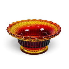 Vintage Degenhart Glass Amberina Star & Dewdrop Salt Cellar Orange Amber Glows picture