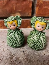 Vintage Lefton Salt & Pepper CISSY Cabbage Cuties Pixie Girl Shakers Rare picture