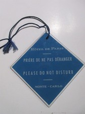 Hotel De Paris Monte Carlo RARE Please Do Not Disturb plastic door hanger picture