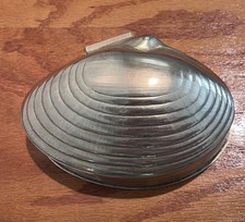Beautiful Vintage Brass Clam Shell Trinket Box Jewelry 5.5