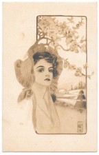 Art Nouveau Lady Photogravure Postcard Amelia OH c1910 Divided Back picture