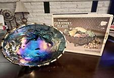70’s Indiana Iridescent Blue Carnival Glass Harvest Grape Oval Center Bowl W/Box picture