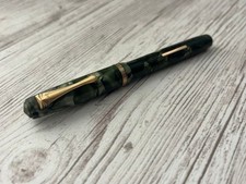 The Namiki Pilot Celluloid Fountain Pen Green Marble Vintage with Name Engraving picture