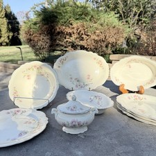 VTG Homer Laughlin Virginia Rose Moss Rose Set of 10 GrannyCore ShabbyChic Pink picture