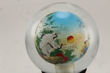 ANTIQUE  HAND PAINTED REVERSE ART CRYSTAL GLASS GLOBE– ARTIST SIGNED picture