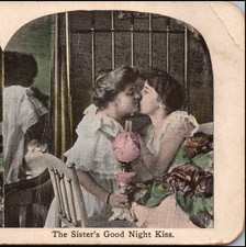The Sisters Good Night Kiss--Stereoview #LE88 picture