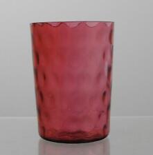 Vintage Cranberry Red Bubble Thumbprint Glass Flat Bottom Tumbler 3 7/8