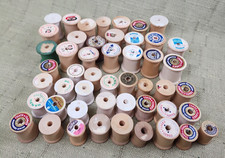 Lot of 49 Empty Vintage Wooden Thread Spools, Various Sizes, Craft Projects picture