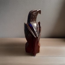 Vintage Hand Carved Iron Wood Perched Eagle 10.25” Figure Native American Cabin picture