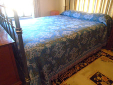 VINTAGE BATES DOUBLE FULL SIZE HEAVY JACQUARD DAMASK COTTON BEDSPREAD Reversible picture