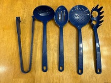 VTG 5 Ultra Temp Blue Kitchen Utensils Robinson Ladle Pasta Spoon Strainer Tongs picture