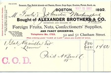 1892 Boston Alexander Brothers & Co. Billhead - Extracts picture